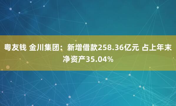 粤友钱 金川集团：新增借款258.36亿元 占上年末净资产35.04%
